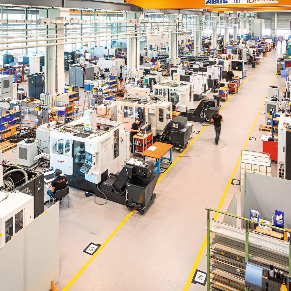 Production line inside a modern factory